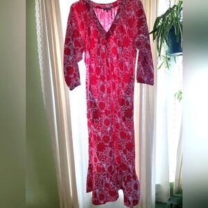 Lila P Women's 3/4 Sleeve Maxi Dress W/Pockets Sz. S Floral  Made In India BOHO